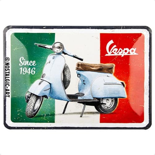 Nostalgic-Art Retro Blechschild, 15 x 20 cm, Vespa – Since 1946 – Geschenk-Idee für Roller-Fans, Original Lizenzprodukt (OLP), aus Metall, Vintage Design, Blechschilder Sprüche