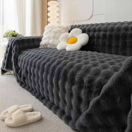 PlüSch Sofa üBerwurfdecke 1 2 3 4-Sitzer Anti-Rutsch Sofabezug L/U-Form Couch-Katzen-Anti-Kratz-Schutz-Sofa üBerzug Mehrzweck üBerwurfe Decken FüR Schlafsofa/Lounge-Sessel/Strand(180X230cm,Gray 2)