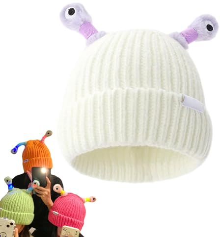 Winter Parent-Child Cute Glowing Little Monster Knit Hat Leuchtend Monster Strickmütze Wintermütze Atmungsaktiv Warm Sportmütze Weich Lustig Beanie Mütze (Einheitsgröße,5)