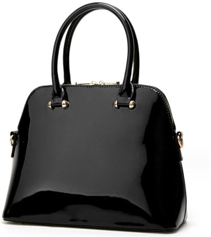 Rullar Donna Lucido Maniglia superiore Satchel Shell Portafoglio Brevetto PU Pelle Borsa a mano Borse a tracolla Nero