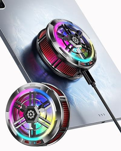 YANISM iPad-Kühler, magnetischer Tablet-Kühler für iPad/Surface Pro/Samsung Tab/Dampfdeck, magnetischer Handy-Kühler, iPad-Kühler mit Gaming-Licht für mobiles Gaming, Tiktok Live-Streaming, Schwarz
