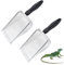 HAICN 2Pcs Reptile Sand Filtering Mesh Litter Cleaner Corner Scoop Sand Sifter Scoop Stainless Steel Shovels with Comfy Handle Durable Poop Sifter for Lizard Cat Dog