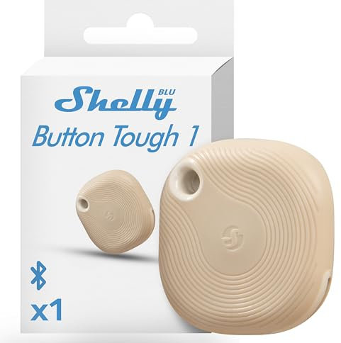 Shelly Blu Button Tough1 Mokka - Smart Scene Bluetooth-Taster, Hausautomatisierung, IP54-Zertifiziert, Große Reichweite (10–30 m), Multi-Klick-Aktivierung, Gateway Erforderlich, BTHome-Protokoll