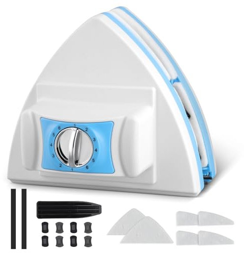 Double Sided Magnetic Window Cleaner, Ultra-Strong Double Glazing Window Cleaning Equipment with Easy-grip Handle, Demagnetization Adjustable Cleaner for UK Single and Double Glass Windows (3-30 mm)
