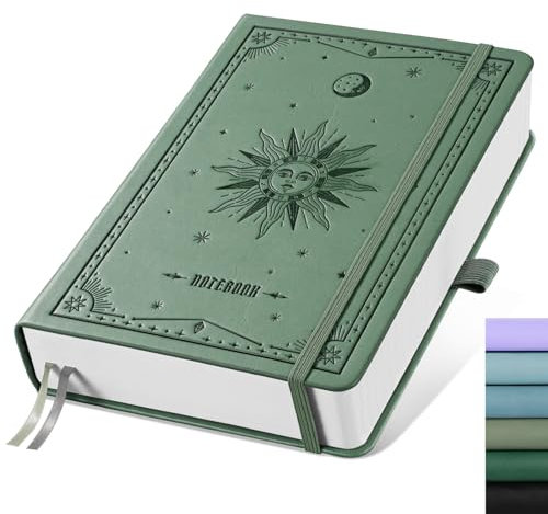EMSHOI Notizbuch A5 Gepunktetes, Bullet Dot Journal 320 Nummerierten Seiten, Hardcover mit 1 Innentasche, Geeignet für Frauen und Männer für Schule, Arbeit, Zeichnen, 14,5 x 21 cm - Hellgrün