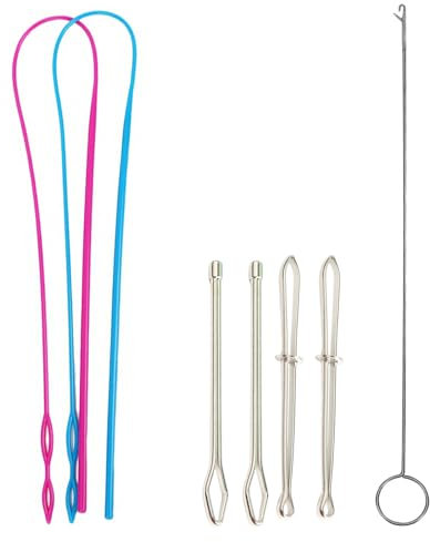 7 PCS Sewing Accessories, Including Gourd Shaped Needle Threaders Long Loop Turner Hook Drawstring Cord Threader Sewing Clips and Bead Threader for DIY Threading