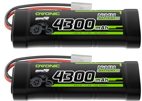 OVONIC Batterie NiMH RC 7,2 V 4300 mAh avec connecteur TMY pour voiture RC Truck Truggy