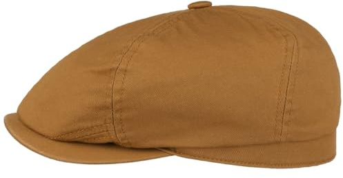 Stetson Cotton Twill Flatcap Gefüttert Baumwolle Atmungsaktiv Unifarben Herren Frühjahr Sommer Camel L (58-59 cm)