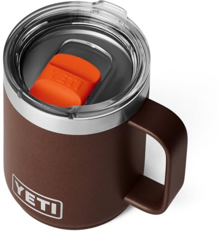 YETI Rambler Mug, Vacuum Insulated Stainless Steel Stackable Mug with Magslider Lid, Wetlands Brown, 10 oz (296 ml)