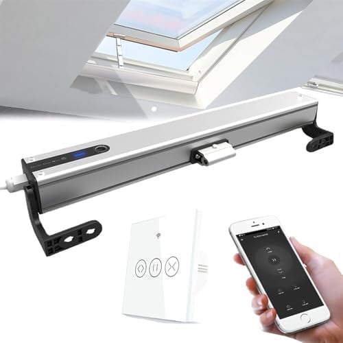 Apriporta Elettrico Automatico per Finestre, Attuatore per Lucernari/Finestre da Tetto, con Controller, Regolabile 100-400mm, Forza di Bloccaggio: 250N, Controllo Vocale/App Remoto/Interruttore