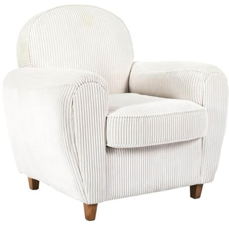 AltoBuy Gandy - Fauteuil Club Tissu Velours Côtelé Beige