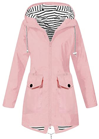KOG Übergangsjacke Damen Regenjacke Wasserdicht Regenmantel Windbreaker mit Kapuze Fahrradjacke Regencape Regenjacken Windjacke Wanderjacke Outdoor Jacken Radjacke Regenponcho Große Größe S - 5XL