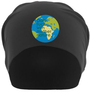 Atspauda Don't FCK with Mother Nature Slogan Unisex Thin Cotton Slouch Beanie Black, Schwarz , Einheitsgröße