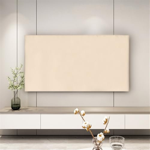 Hiseng TV Protector Cover, Dust-Proof TV/PC Display Protector Screen Cover All-Inclusive Elastic Indoor Living Room Decoration Dust Cover for 32” to 85”Display (32-39inch,Beige)