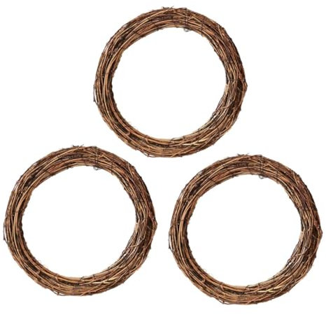 QUMIIRITY Rattan-Kranz-Set 3-teilig Gewebter Kranz Dekoration Für Urlaub Zimmer Party Meeting Natürliches Material