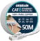 Cable Ethernet Cat8 de 50 m, 40 Gbps 2000 MHz, cable de red LAN Cat 8 de alta velocidad, para exteriores e interiores, cable de conexión plano RJ45, resistente a la intemperie S/FTP resistente a los
