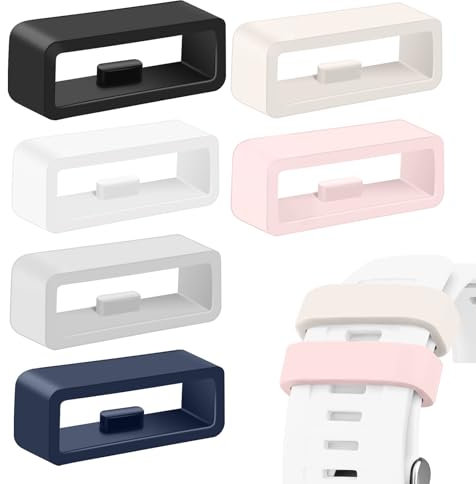 6 Stück Farbige Silikon Schlaufe, 20mm Armband Verschlussring für Garmin Vivoactive 5/Forerunner 245 645/Vivoactive 3/Venu/Fenix 6S 5S Armband schlaufen Smartwatch Gummi Schlaufen Halter Damen Herren