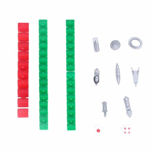 ZLXHDL Monopoly Ersatzteile Set – 52-teiliges Set Metall Spielfiguren Monopoly Häuser & Hotels aus Kunststoff Würfel – Brettspiele Zubehör & Ersatz