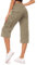 Moosehill Hose Damen 3/4 Cargo Caprihose Wanderhose Wasserdicht Trekkinghose Atmungsaktiv Cargohose Sommerhose Stretch Outdoor Sport Reise Hose Mit 6 Taschen(Khaki,XL)