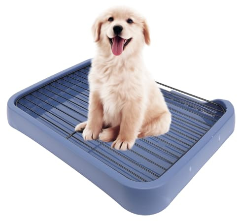 Dog Potty Tray with Grid,Portable Puppy Potty Pad Holder,Net Rack Dog Training Toilet Plastic Potty Tray Indoor Open Top Entry Litter Pan for Small and Medium Dogs