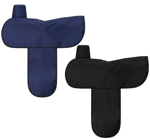 Abbylike Westernsattelbezug aus Oxford-Gewebe, wasserdicht, mit 6 elastischen Haltebändern und Steigbügel, Einheitsgröße, passend für die meisten Westernsattel, Schwarz und Marineblau, 2 Stück