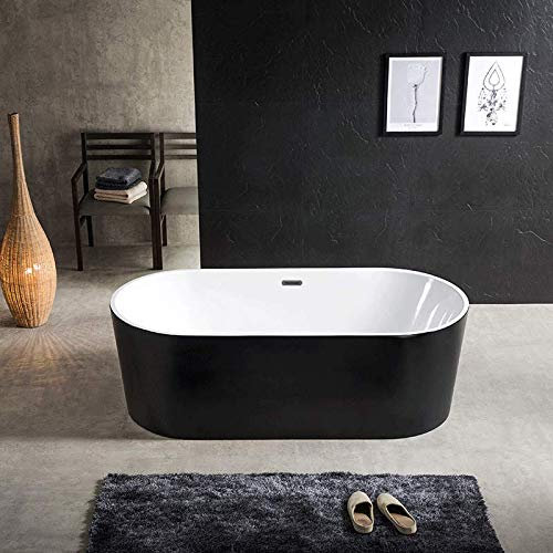Cleo - Baignoire Îlot Ovale en Acrylique Noir Mat 150 cm - Design Chic et Élégant pour Salle de Bain