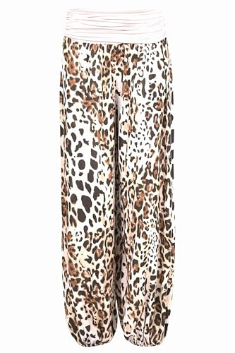 Malito - Damen Haremshose Leo Print - luftig leichte Pumphose - dünne Sommer Strandhose - Freizeithose Aladinhose zum Chillen 1484 (XS-XL)