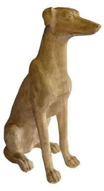 Malgut Windhund XL, Holzoptik aus hochwertigem Polyresin
