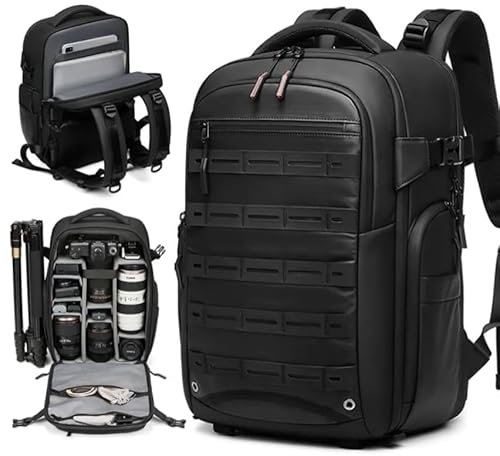 Mochila para Cámara Fotográfica con compartimento para portátil (17), Mochila para Cámara Réflex y Objetivos, Mochila para cámara de video, Mochila para Cámara Multifuncional Fotografía Profesional