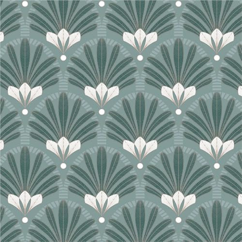 Ugépa Vliestapete Elegance M53304 10.05 x 0.53 m Grün Art Deco