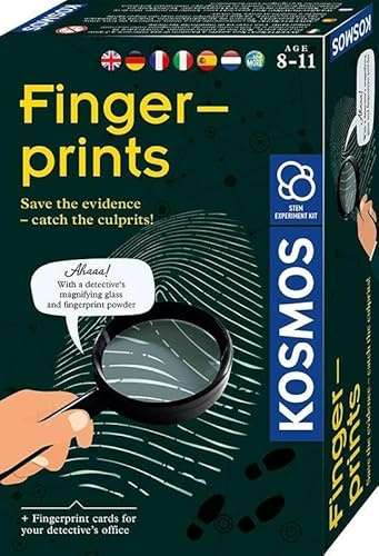 KOSMOS Fingerabdrücke, Detektiv-Experimente, Spurensicherung | Täter überführen, Experimentierset für Kinder ab 8 Jahre, Mitbringexperiment, (DE, EN, FR, IT, ES, NL), multilingual