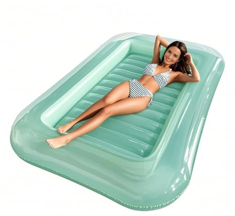 szaluyk Pool Liege Luftkissen | Erwachsenen Schwimmbecken Liegestuhl Mit Kopfteil | Klappbarer Liegestuhl Mit Verstärkter Sitzfläche, Ergonomischer Kopfstütze Für Garten, Pool, Und Camping