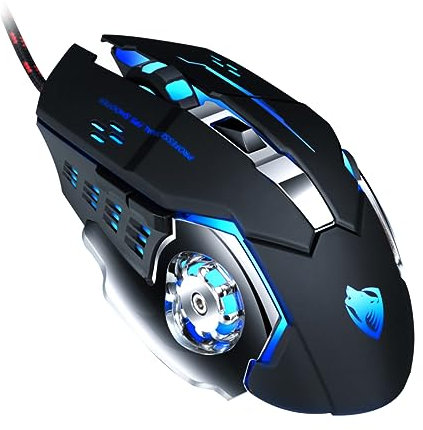 NUOBESTY Souris De Jeu USB Filaire pour Ordinateur Portable Conception Ergonomique Compatible Pc Joueurs Couleur Noire