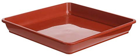 Bandeja cuadrada de plástico para macetas, bandejas de goteo de plantas para macetas, suministros cuadrados para el hogar, uso diario en interiores (30 x 30 cm, rojo)