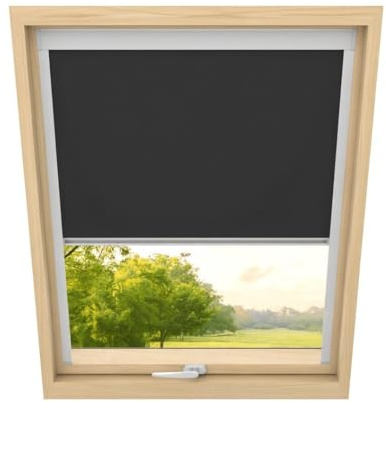 Time4blinds - Dachfenster Rollo - Breite 613mm, Höhe 1215mm - Kompatibel mit Velux, Kompatibel mit Fakro - Verdunkelungsrollo, Thermorollo, Sonnenschutz für Dachfenster - Grau schwarz