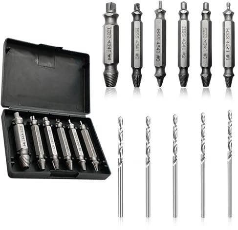 Qwrqwr Schraubenausdreher Kaputte Schrauben Rausdrehen mit Dübel Entferner Gewindeausdreher Screw Extractor für Allzweckanwendungen Schraube Reparaturen (Silber Silber mit goldenem Zubehör)