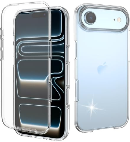 Yutwo Cover per iPhone 17 Air Antiurto Custodia per 360 Gradi con Protezione dello Schermo Integrata Rugged Trasparente Full Body Protettivo Case Trasparente TPU Cover per iPhone 17 Air, Clear