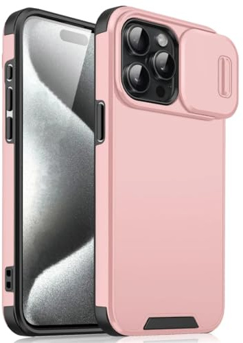 Custodia protettiva per obiettivo della fotocamera Slide per iPhone 16 15 14 11 12 13 Pro Max Plus, custodia antiurto e antiurto in tinta unita per iPhone 13 Mini (per iPhone 13 Pro/Rosa)