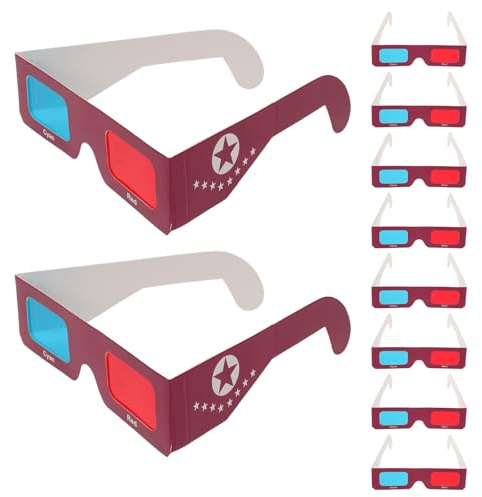 Angoily 10pcs Cardboard 3D Glasses: Red Cyan Lens Glasses - Paper Eyeglasses - Classic Disposable Eyewear for DVDs TV Shows 3D Party Favors