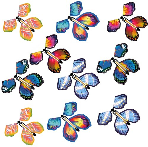 Gleemix 10 Stk Magisch Fliegende Schmetterling Scherzartike, Schmetterling Zaubertricks Karte, Magic Butterfly Trainer, Schmetterling Deko Geburtstag Überraschung Geschenk, Kleine Geschenke Für Kinder