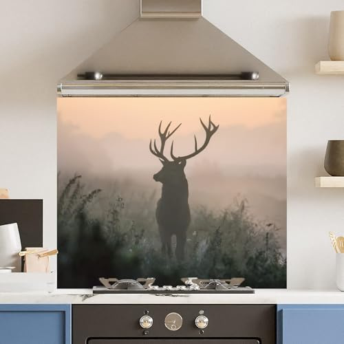 Premium 90 x 75cm Misty Stag 6mm Glass Toughtened Kitchen Splashback