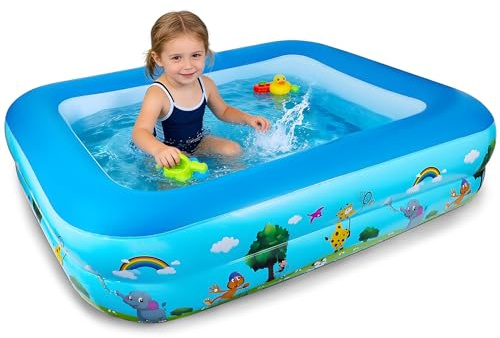 Piscina Gonfiabile Bambini Rettangolare, 120 cm Piscina per Bambini in PVC, Piscina Gonfiabile Rettangolare, Piscine Rettangolari Gonfiabili per Interni ed Esterni, Portatile e Resistente