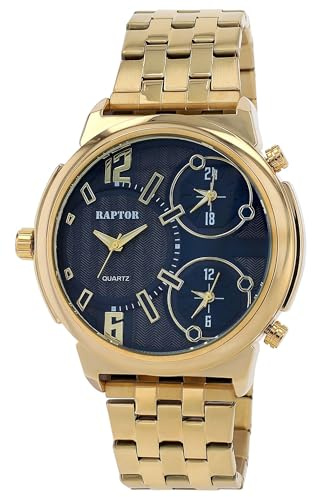 Raptor Damen Armbanduhr Analog in Gold, Gesamtlänge 23.5 cm, Edelstahlarmband – 3 ATM