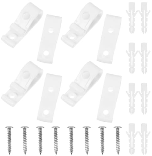 AKOOSY 4 Ensembles Crochet à Clip en Plastique Blanc pour Stores à Enrouleur Vis, Fixation Sécurisée pour Bureau et Salon, Accessoire Pratique pour Chaînes de Stores