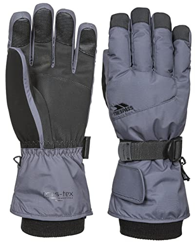 Trespass Ergon II Adults Waterproof Ski Gloves in Grey & Black with Nose Wipe
