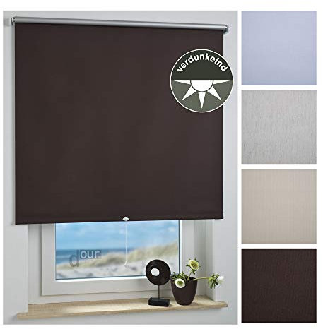 ourdeco® Rollo, Springrollo, Thermorollo, Verdunklungsrollo, Schnapprollo; Stoffbreite: 158 x Auszugslänge: 180 cm braun; Thermo-Beschichtung