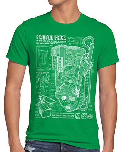 style3 Geisterjäger Protonenstrahler Blaupause Herren T-Shirt Proton Pack, Größe:S, Farbe:Grün
