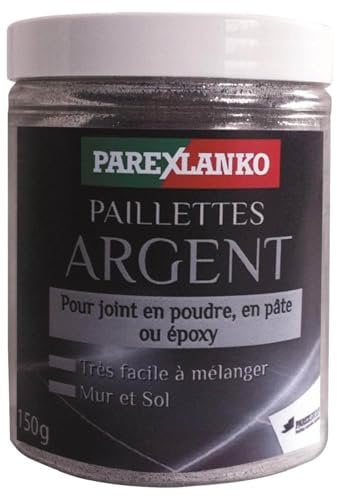 Parexlanko - Paillettes pour joints de carrelage - Paillettes argent - Joints en poudre, pâte ou époxy - Sol et mur intérieur - Mélange facile - 150g