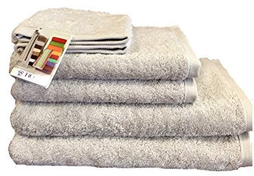 Ross Vita 4004-80 Silber SET Angebot: 2X Handtuch 50x100 cm und 2X Duschtuch 70x140 cm + GRATIS 2X Waschhandschuhe Silber dazu!