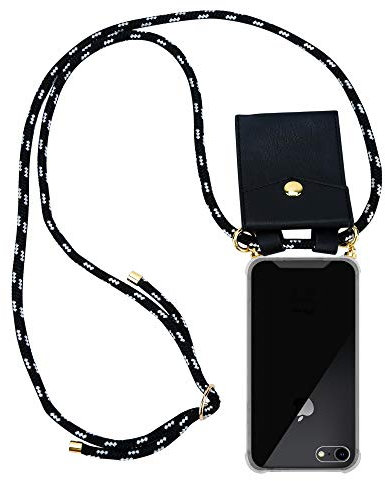 Cadorabo Handykette kompatibel mit Apple iPhone 7 7S 8 SE 2020 Schutzhülle TPU Silikon Case Necklace Design Slim Kordel Band mit Etui Rundumschutz Case Hülle für iPhone 7 7S 8 SE 2020 in Schwarz